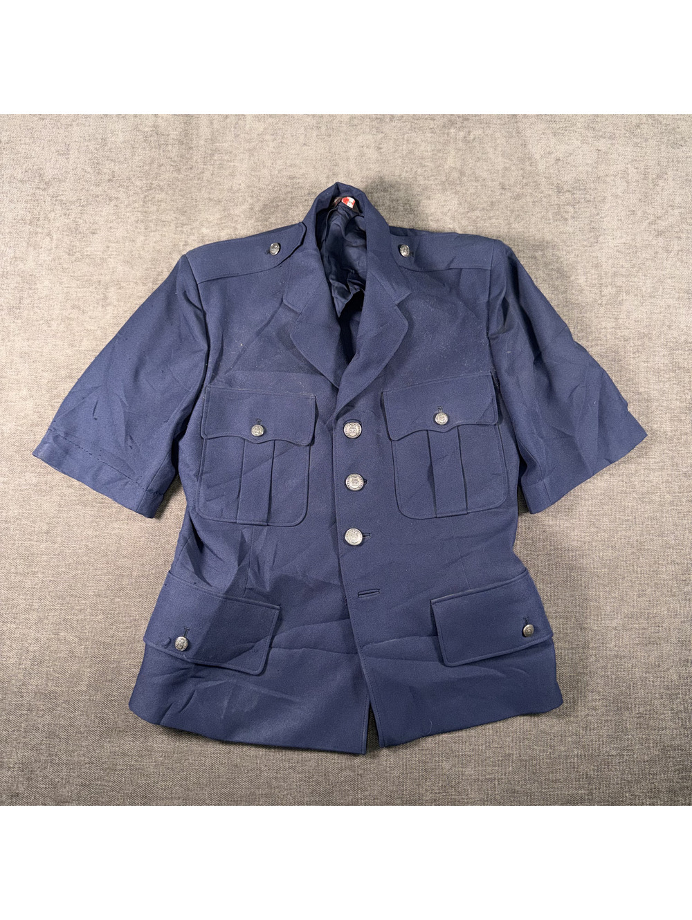 Vintage Navy Blue Military Style Short Sleeve Jacket